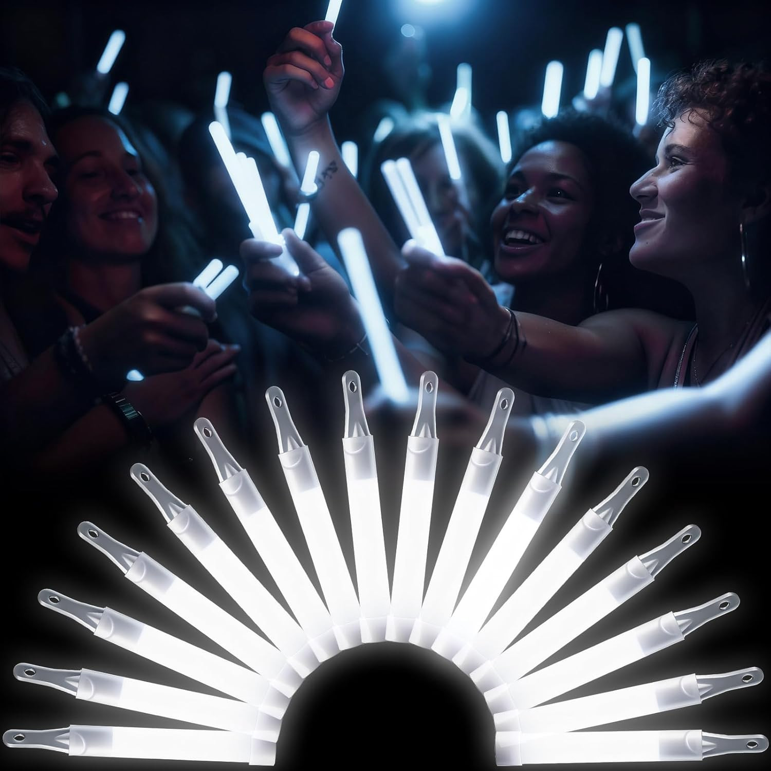 50 Pack White Glow Sticks 4" Bright Emergency Glow Sticks Bulk with 8-12 Hours f