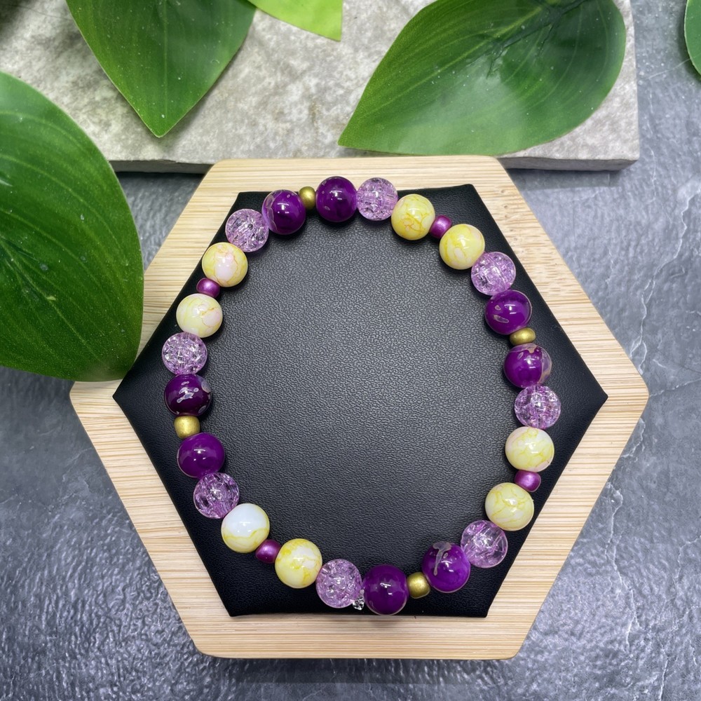 Handmade Bead Beaded Stackable 8” Plus Stretch Bracelet New Free Ship C1244