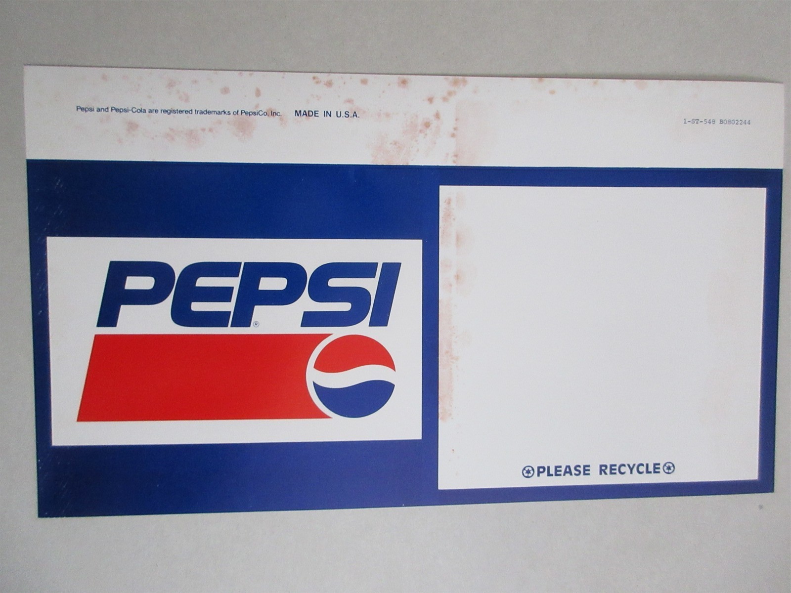 Vintage Pepsi-Cola Pepsi End Cap Display Sign Shelf Tag vintage
