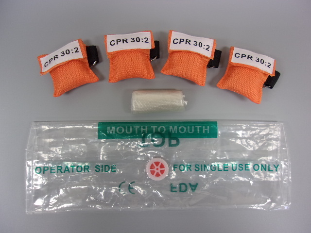 1 Orange CPR Keychain Mask - Face Shield with GLOVES