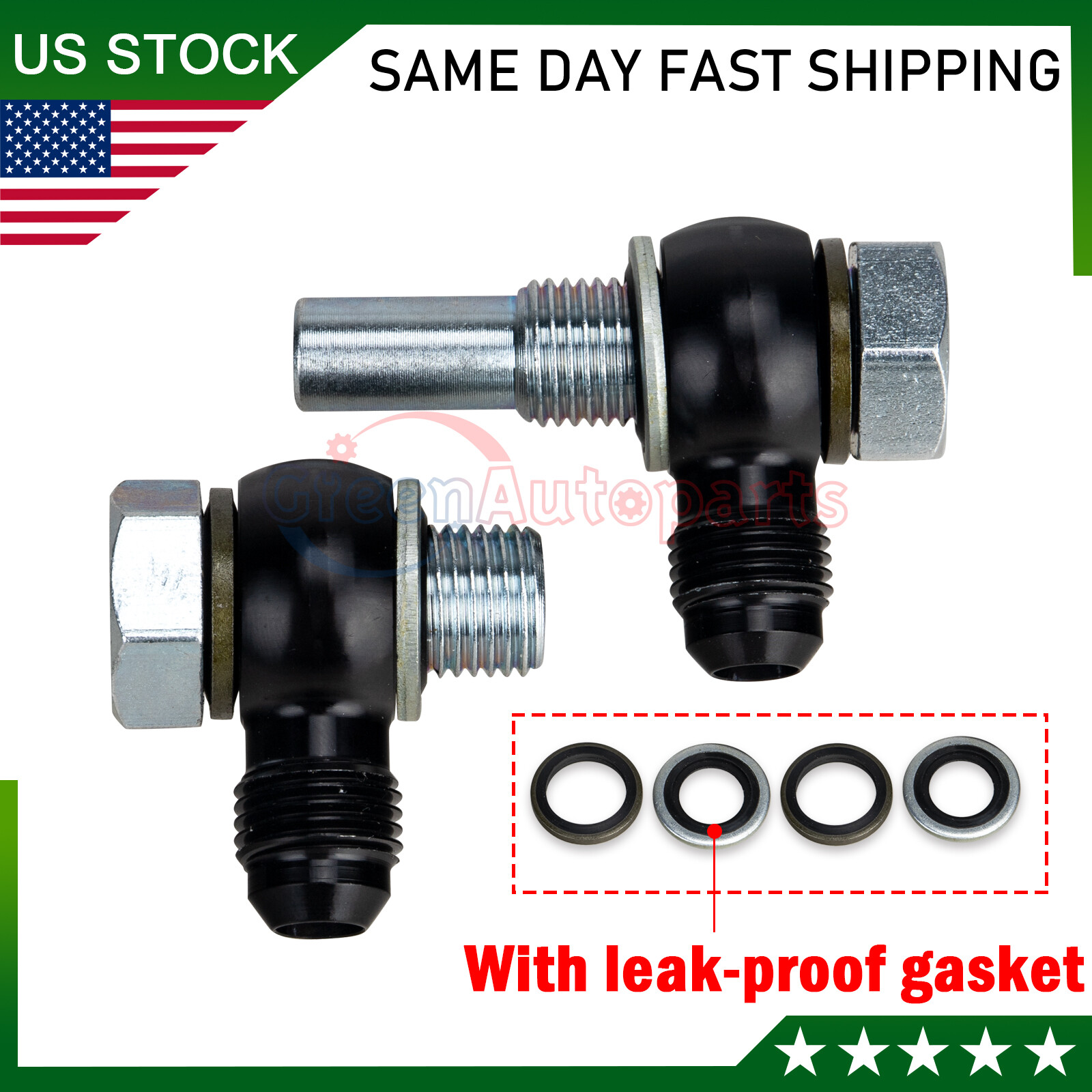 6ANx1/4NPSM 4L80E For GM transmission oil cooler 90° Banjo fittings+Bonded Seals