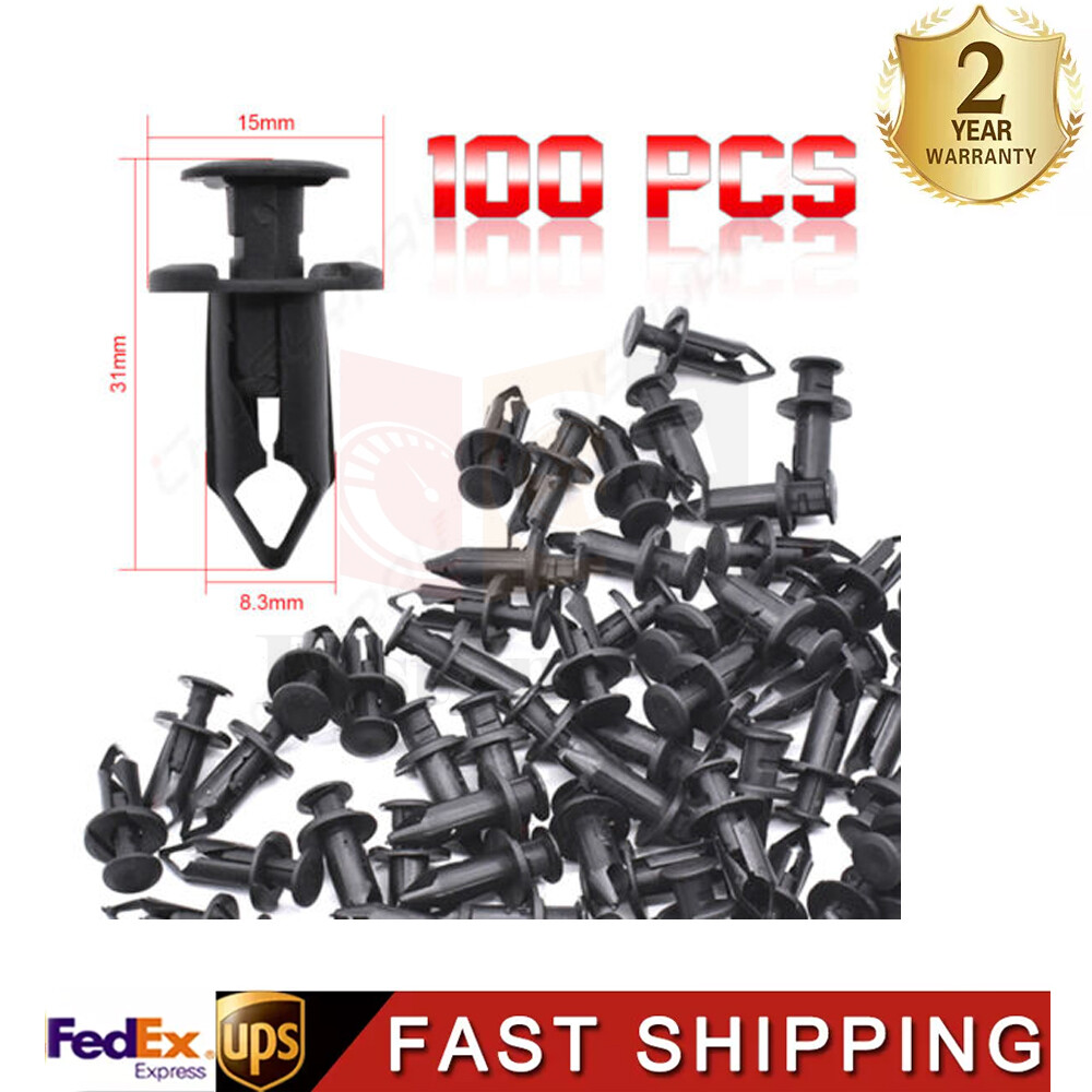 100x 8mm Fender Clips Body Rivets Push Pin for ATV HONDA TRX300EX 450R Rancher