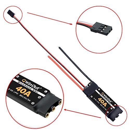 40A ESC 2-4S Brushless ESC Speed Controller 5V/3A BEC for 4 Pcs Short Cable