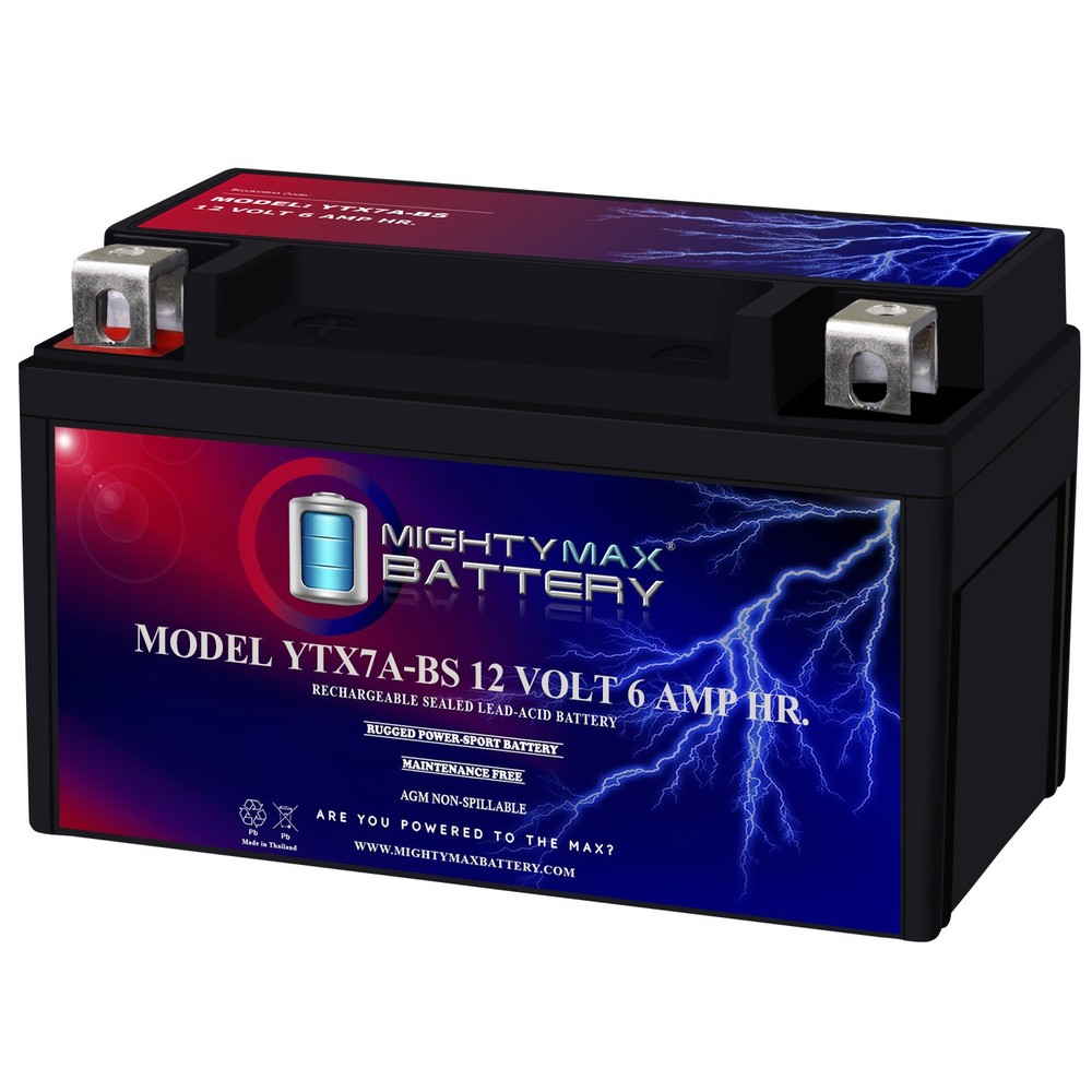 Mighty Max YTX7A-BS Battery Replacement for CTX7A-BS Motorcycle