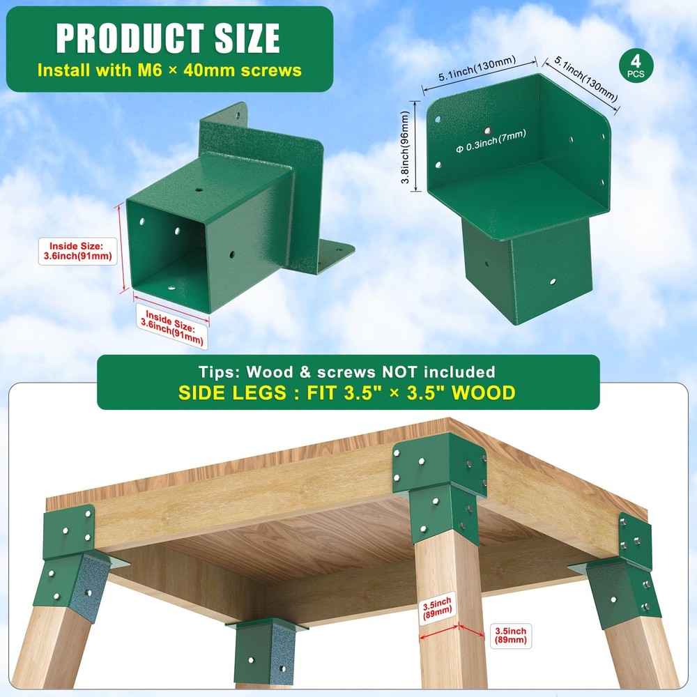 Heavy Duty Deer Stand Brackets 4x4 Compound Angle Bracket Powder Coated Elevated