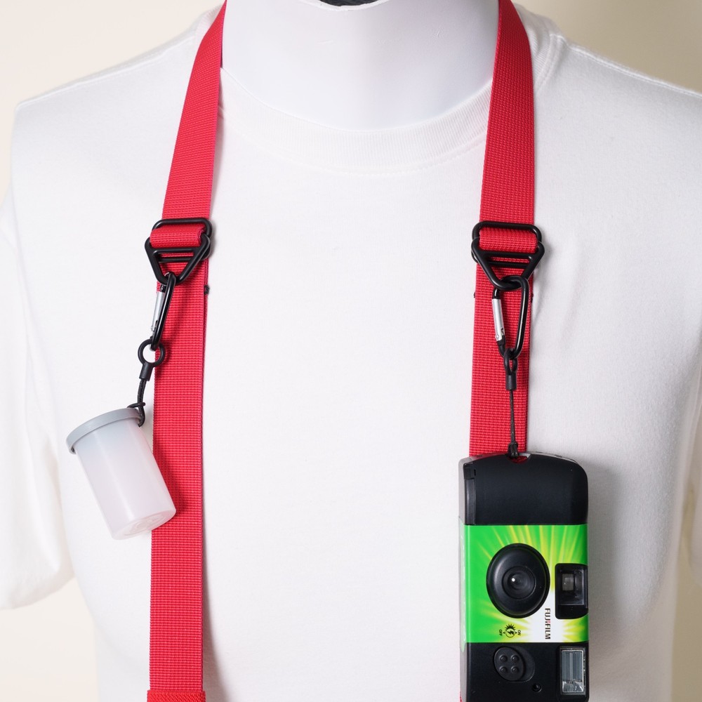 Dual Adjustable Red Camera Strap w/ D-Mount Hooks Handmade Custom