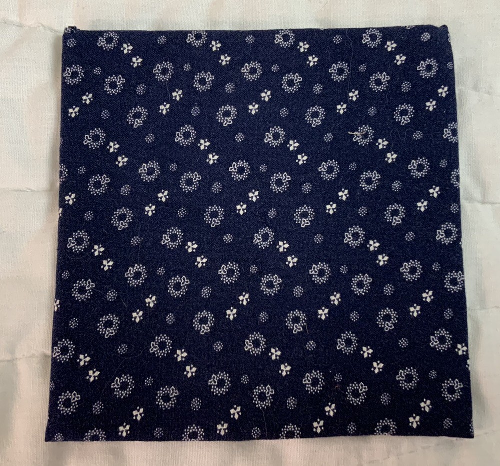 Vintage Patchwork Mini Quilt Table Topper, Four Patch, Blue, Burgundy