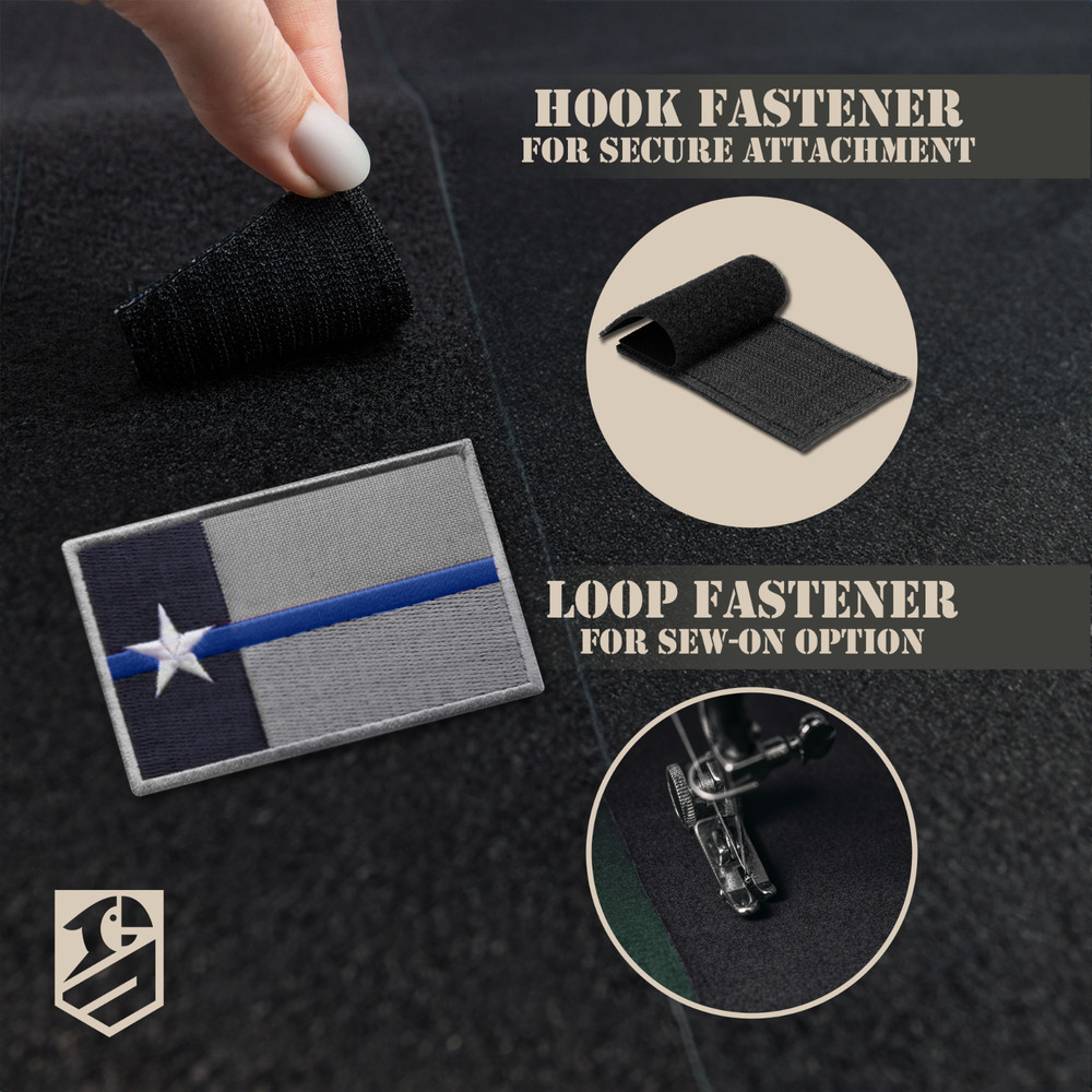 2Pcs Blue Line Flag Patch, Embroidered Texas Flag Patch with Thin Blue Line