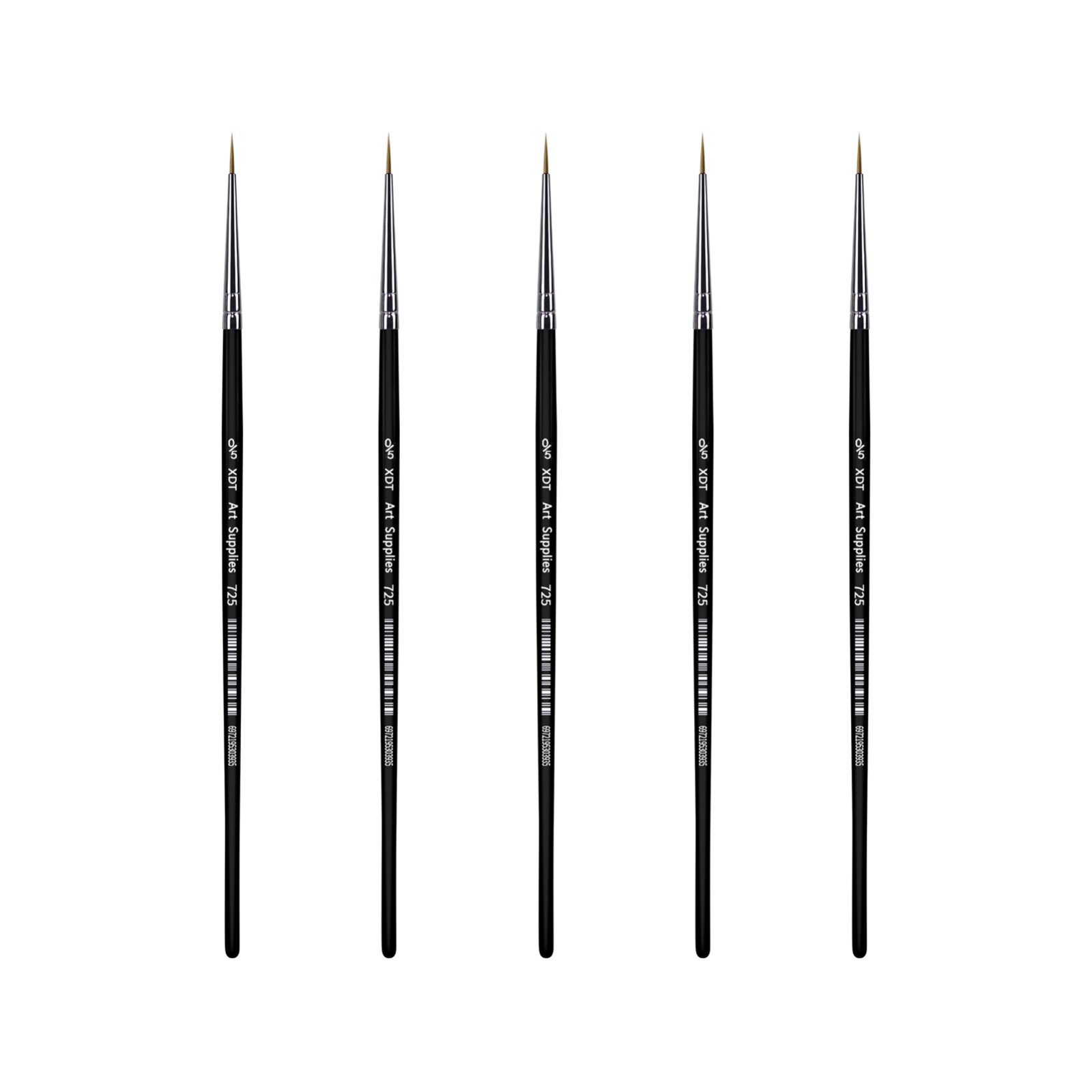 XDT#725 Round Finest Micro Tip Detail Art Brush 5 Pc #00000 Set Nail Model Kit