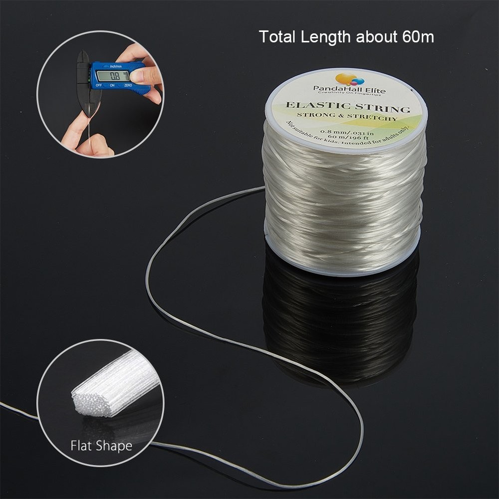 PH PandaHall 60 Yards Clear Elastic 1 Roll White Stretch String