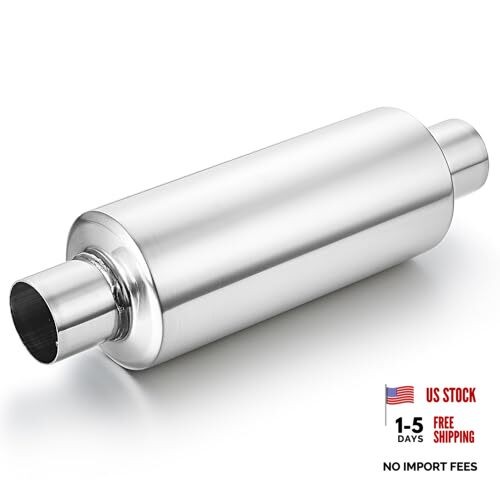 2" Inlet Universal Resonator, 2" Outlet 2" Inlet 13.8" Overall Length Silver