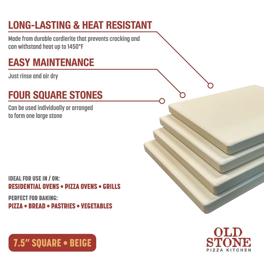 Old Stone Pizza Kitchen 4-Piece Cordierite Rectangle Pizza Stone Set