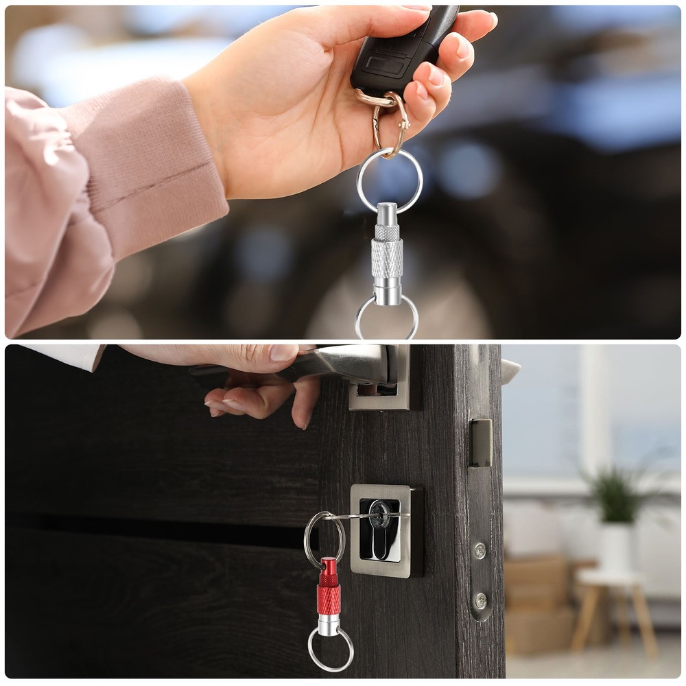 4 Pack Quick Release Keychain Pull Apart Detachable Swivel Keychain, Light Blue