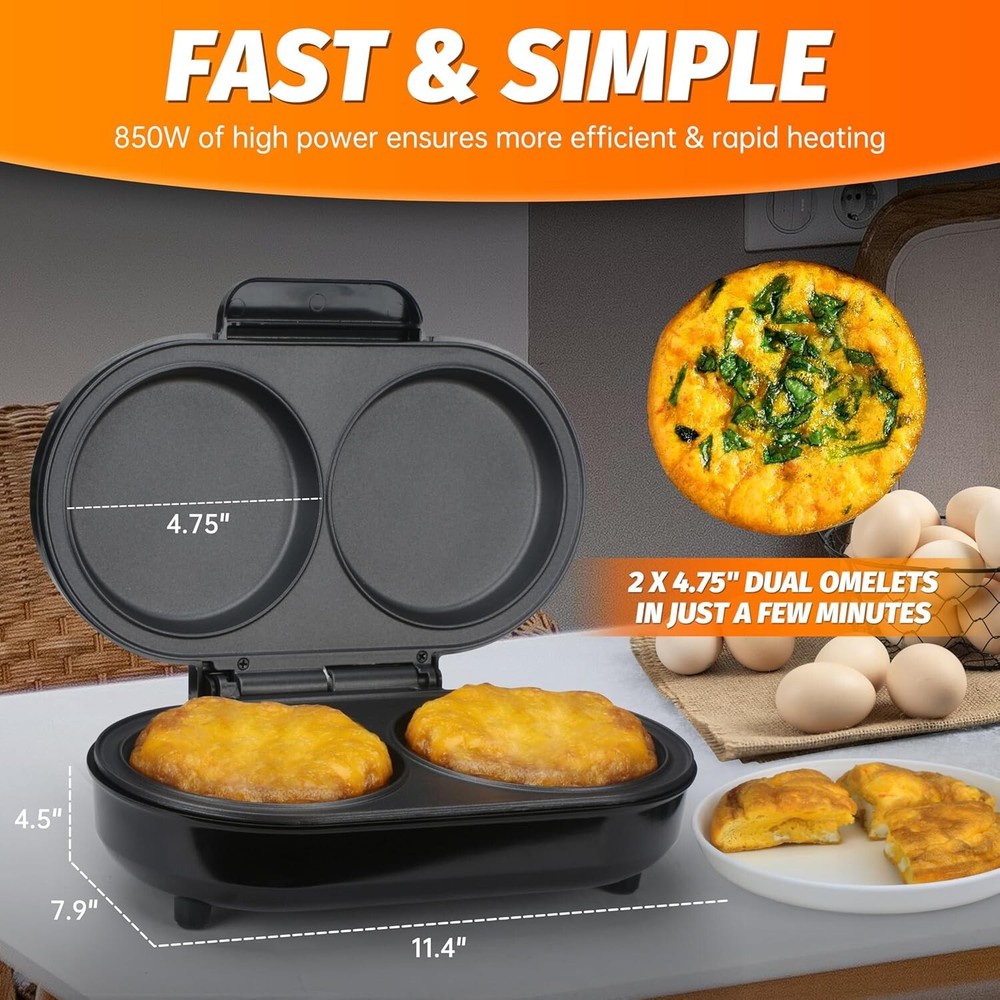 Compact Non-Stick Omelette Maker with Indicator Light – Family-Friendly Design