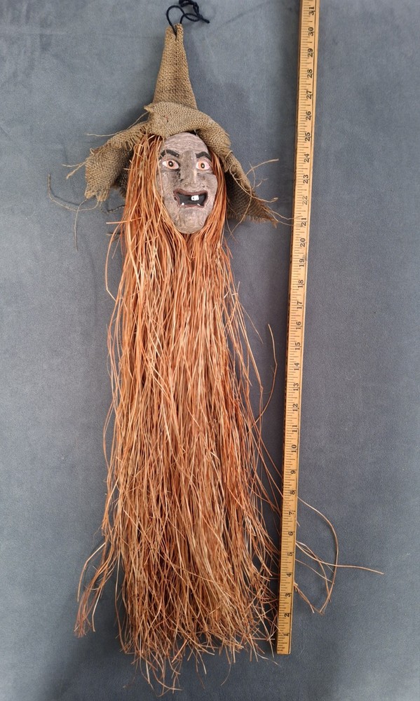 Handmade Rustic Burlap kitchen Witch Wall Decor Halloween 30 Inch