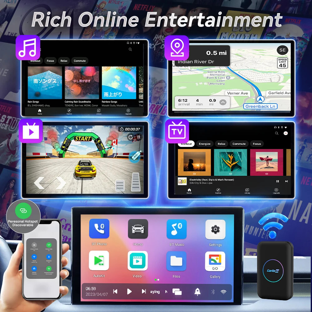 2024 CarlinKit Car Android Smart TV Ai Box Wireless CarPlay Android Auto Adapter