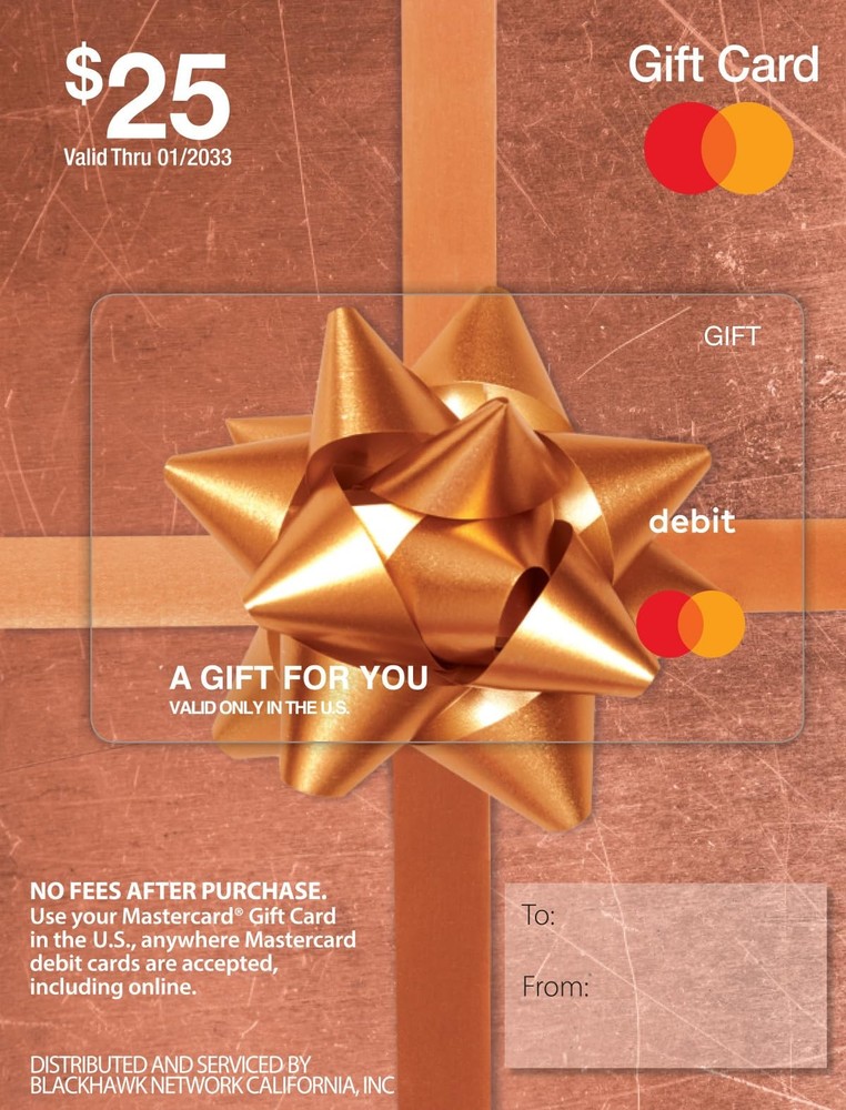 Physical Gift Card -$25 (plus $3.95 Purchase Fee)