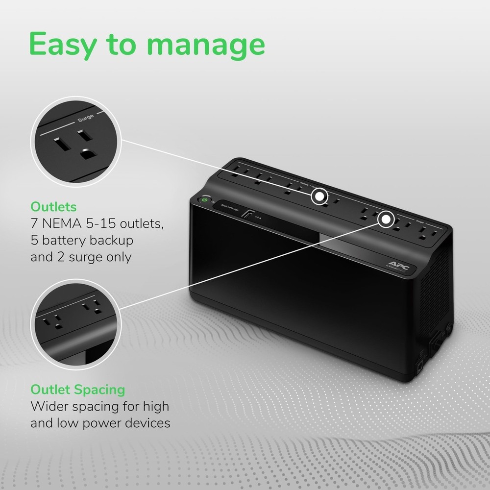 APC UPS Battery Backup 600VA 330W Surge Protector
