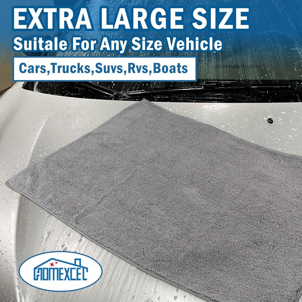 Professional Large Microfiber Car Drying Towels 2 Pack, Lint & Scratch Free