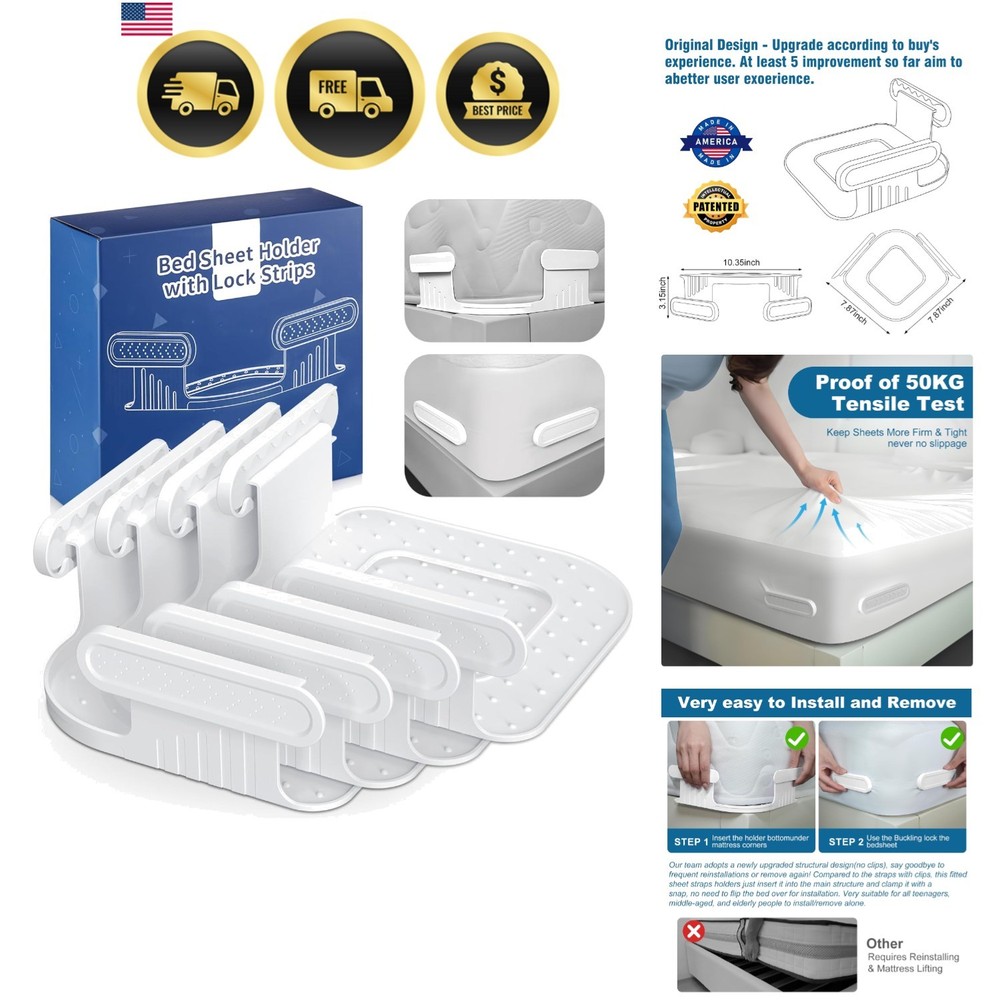 Lightweight Bed Lock Fasteners - Easy Install Sheet Holders for Every Bed Size