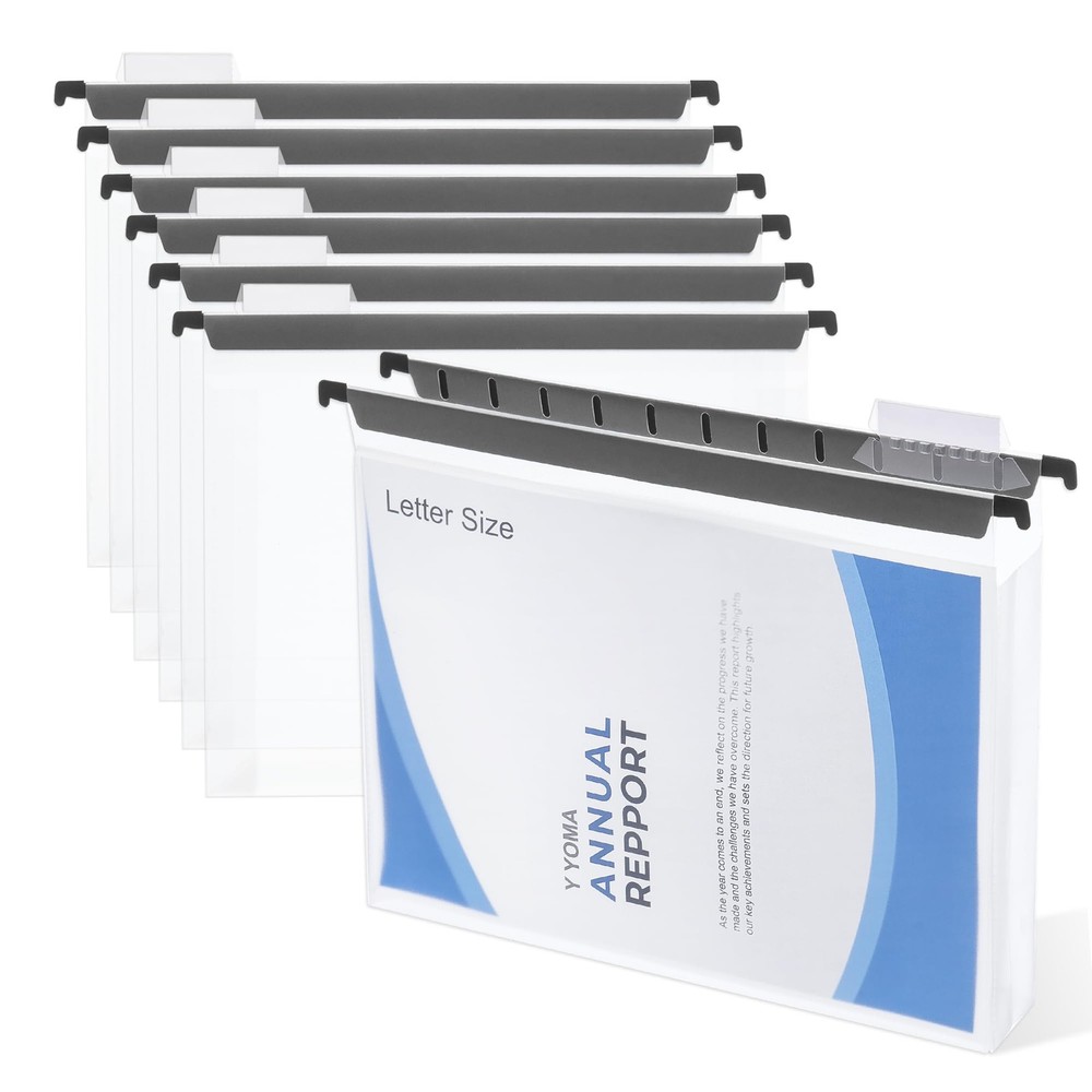 Plastic Extra Capacity Hanging File Folder, Letter Clear Letter Size - 12 Pack