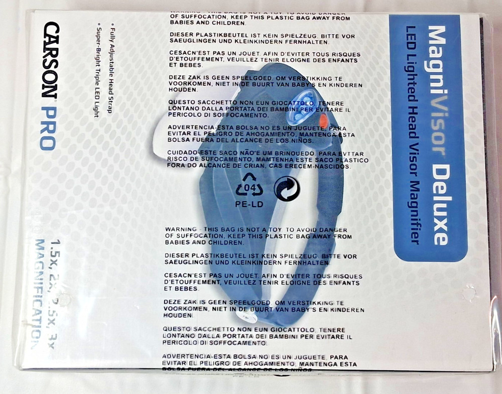 CARSON OPTICAL Acrylic Eyeglass Frame Magnifier 3x Rectangular CP-60