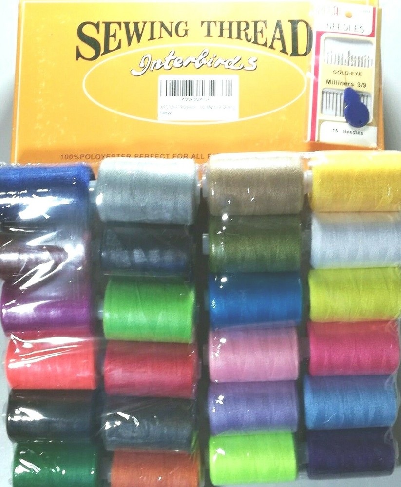INTERBIRDS Sewing Thread Assortment + Needles Multi-Color Polyester AP Thread