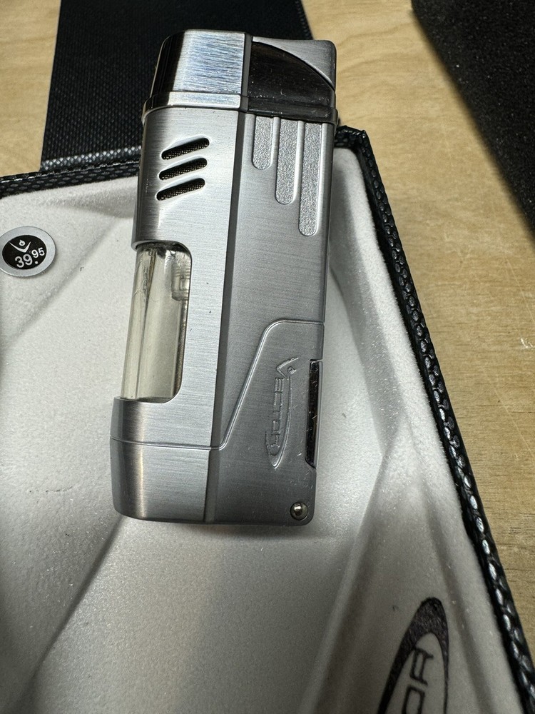 Vector Delta - Double Jet Flame Torch Lighter - Chrome Satin - New