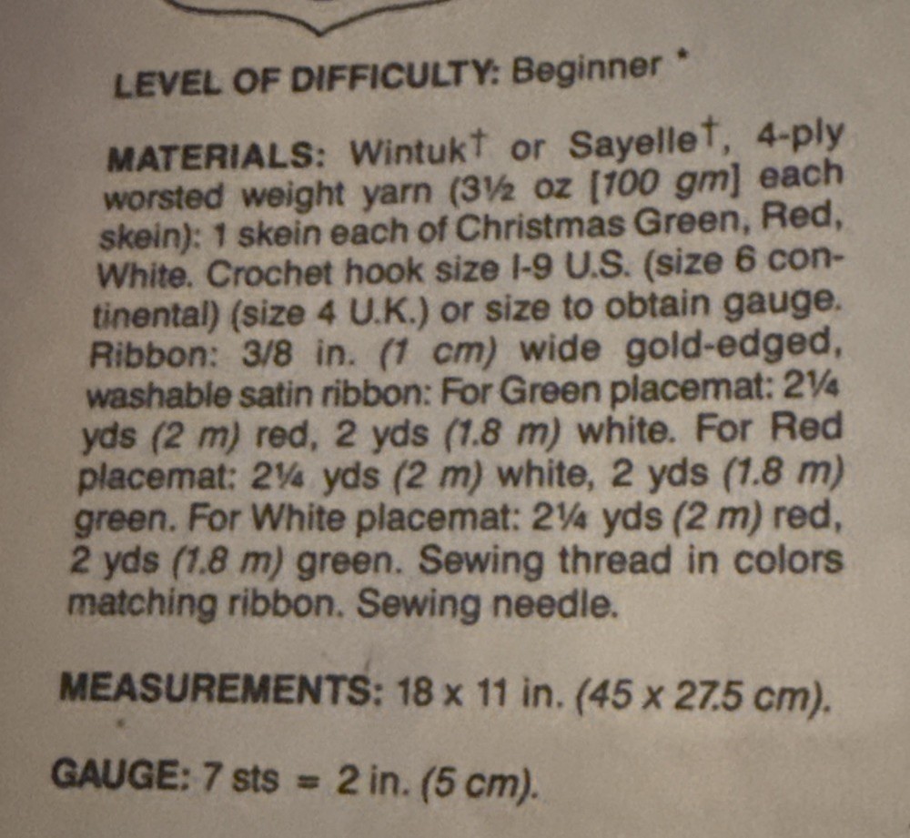 ~Crochet-Festive Placemats-Pattern Only~