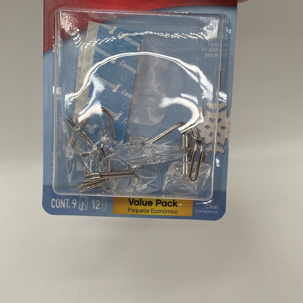 3M Command 17067CLR9ES Clear Hooks & Strips Plastic/Wire Small 9 Hooks 1 Pack