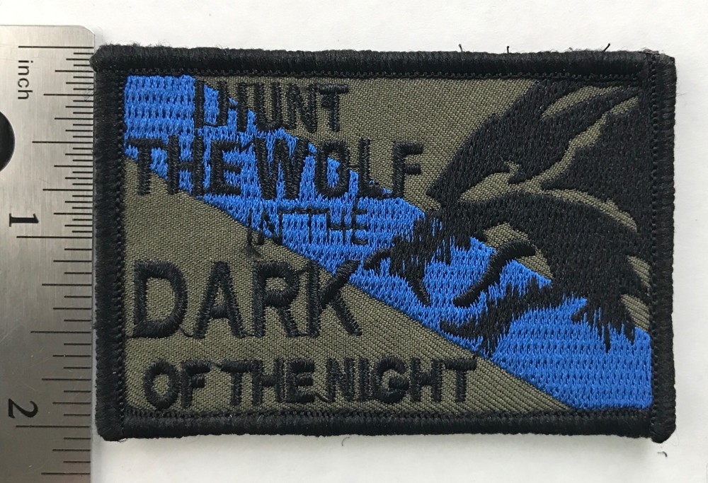 THIN BLUE LINE LONE WOLF DARK NIGHT Police SWAT Tactical Hook/Loop Patch
