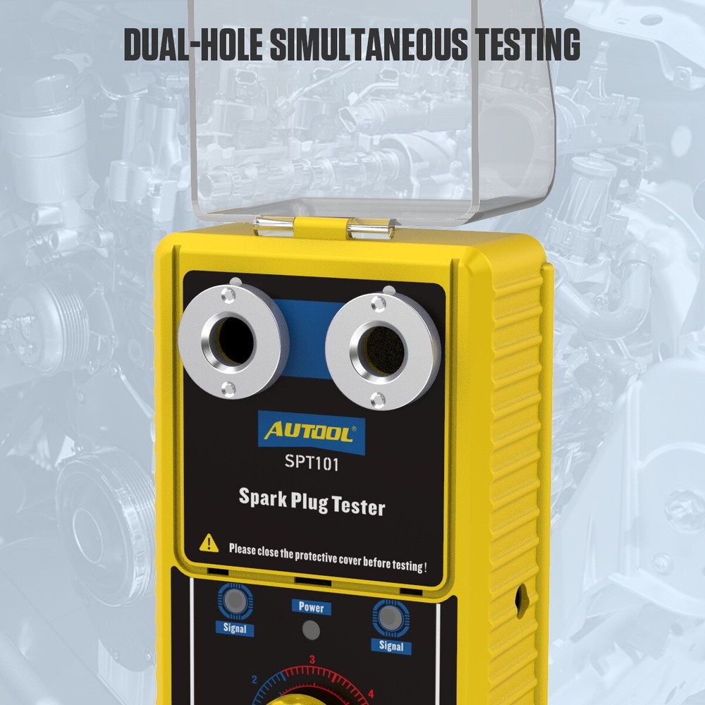 AUTOOL Car Spark Plug Tester Dual Hole Petrol Ignition Analyzer Diagnostic Tool