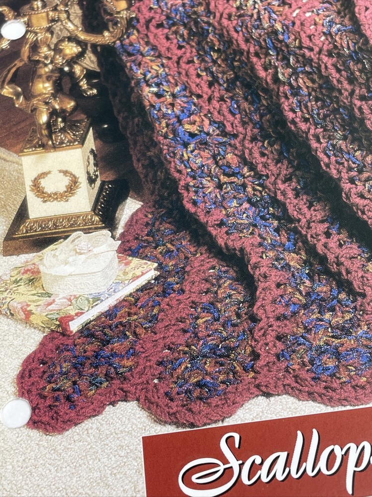 Scallops & Chains Afghan 12 Hour Crochet Pattern Card Needlecraft Shop