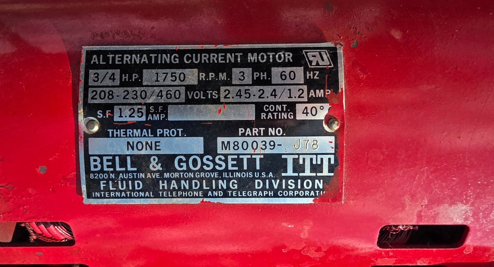 Bell & Gossett 3/4hp Commercial Circulating Pump