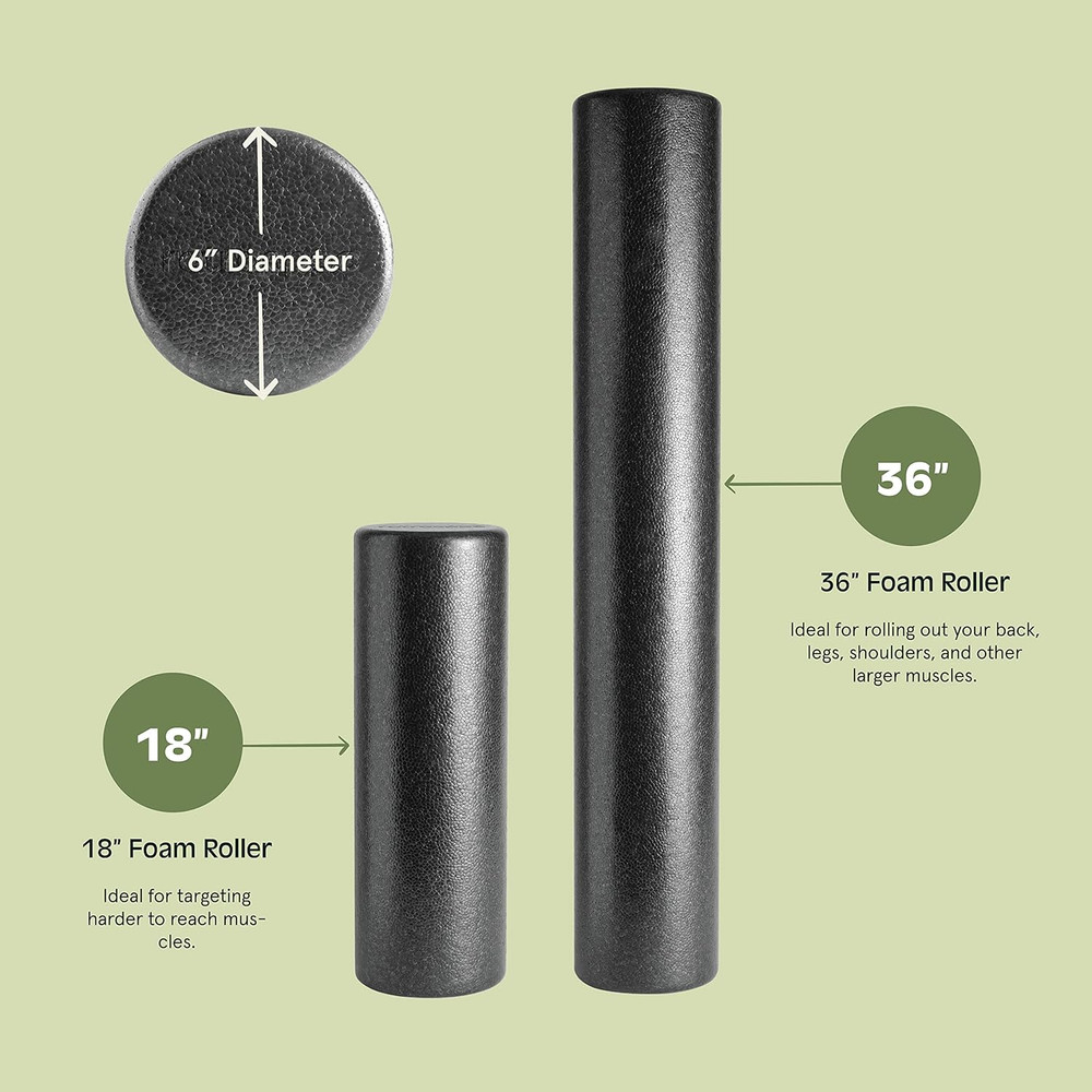 Relief Foam Roller 18" & 36" High-Density EPP Extra Firm round Foam Roller for E