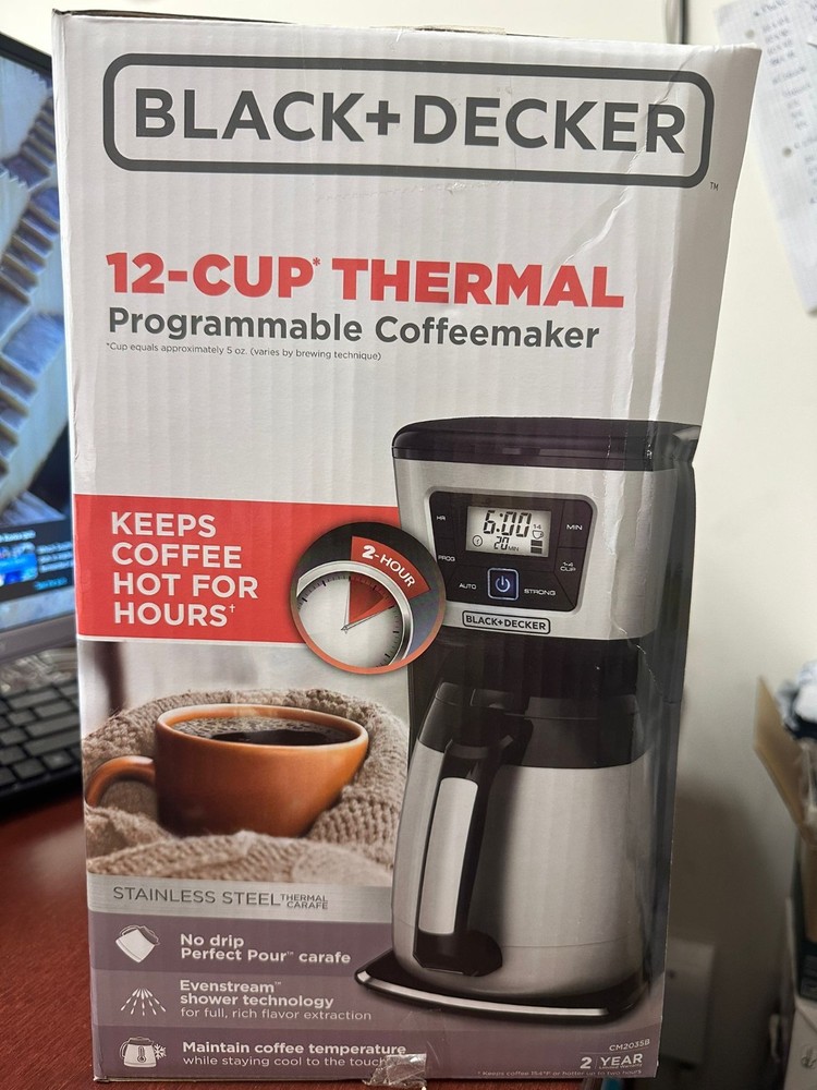 BLACK+DECKER 12-Cup Thermal Programmable Coffeemaker, Black/Silver, CM2035B