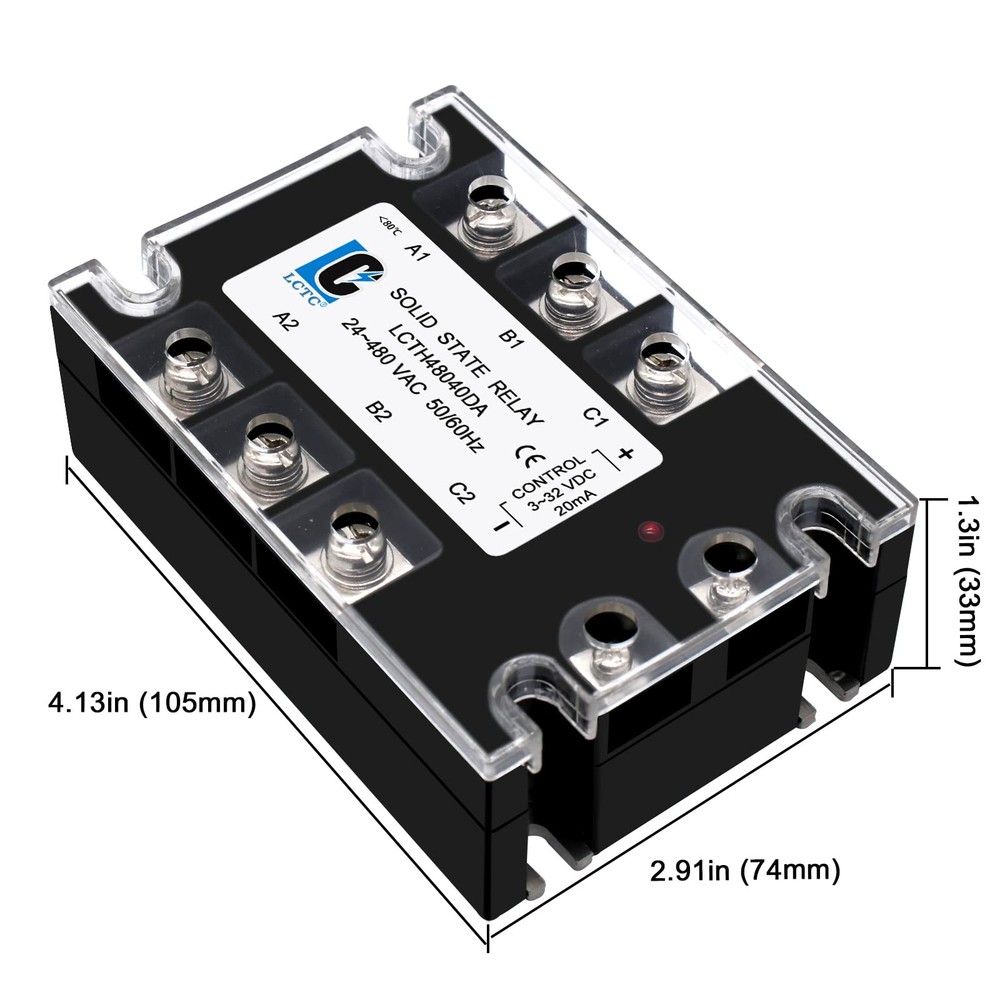 3 Phase Solid State Relay SSR 40DA DC to AC Input 3-32VDC Output 24-480VAC