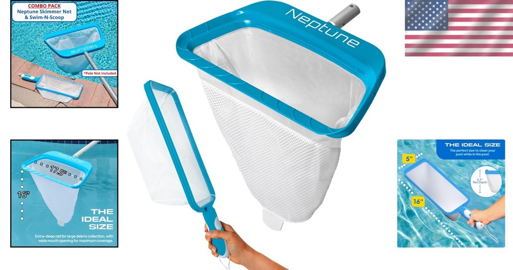 Hydrodynamic Pool Skimmer Net - 17.5" Fine Mesh for Ultimate Surface Cleaning