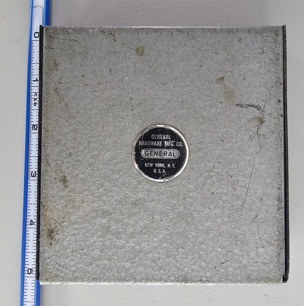 General Hardware Drill Bit Case New York Vintage Tool Solid Metal