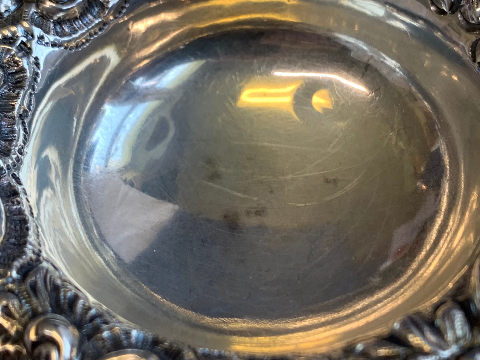 Antique Sterling Silver Condiment Dish Master Salt Cellar 37.03g Floral Repousse