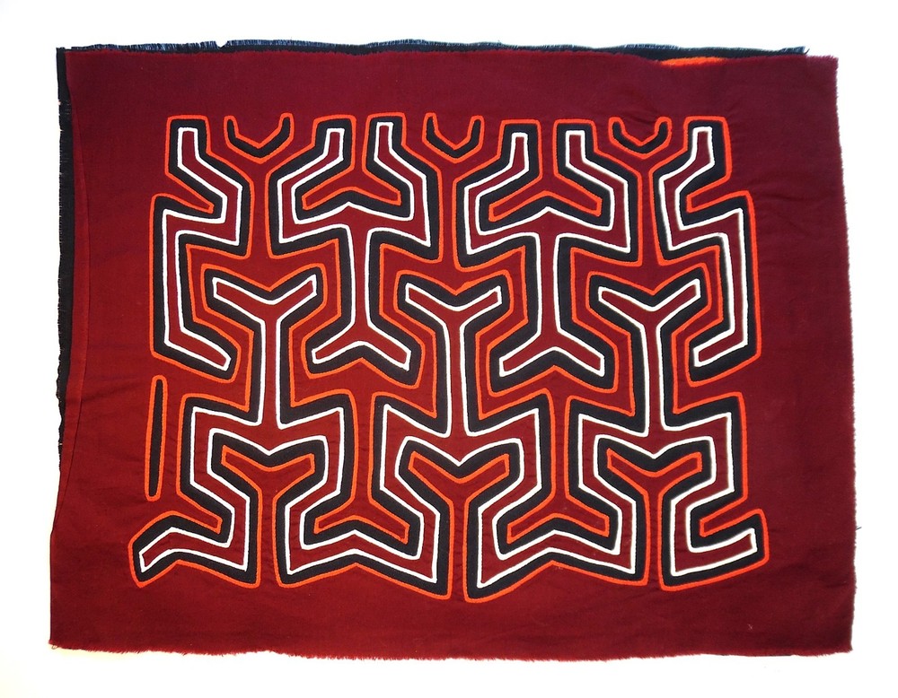 Nice Archetypal interlocking abstract pattern Kuna GUNA MOLA [Boston Primitive]