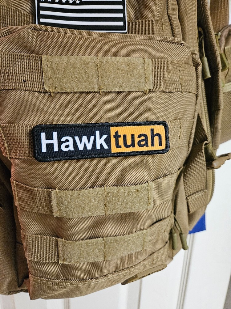 Hawk tuah spicy meme 1x4" removable hook & loop morale patch tactical