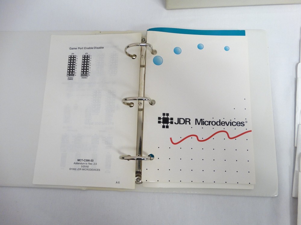 Vintage JDR Microdevices 386-33 PC Manuals & Software Binder Windows Drivers