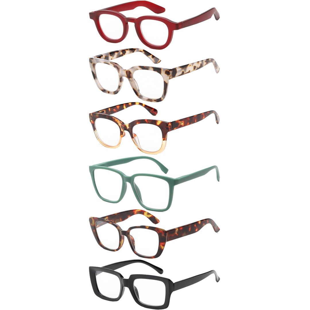 Womens Reading Glasses Fashion Readers 8 Pack New All Chunky Frame Eyeglasses