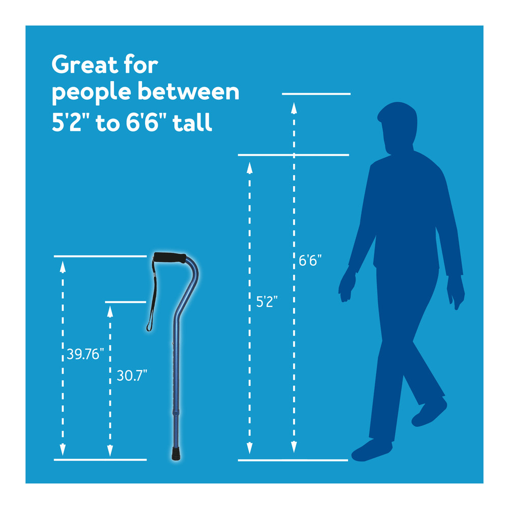 Adjustable Designer Walking Cane with Offset Handle for All Occasions, Blue,