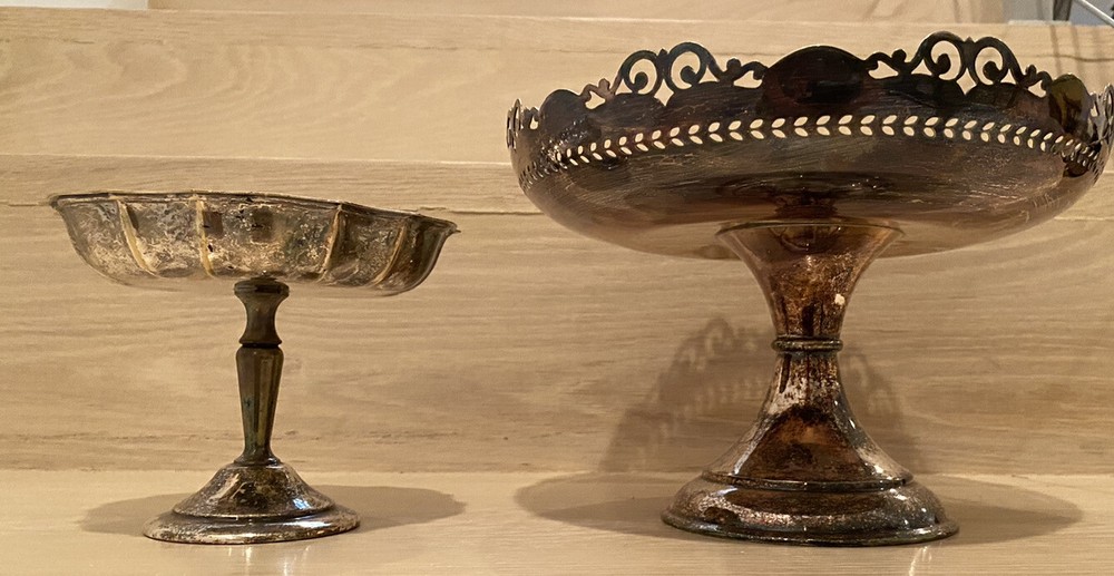 Set Of 2 Silver Plated, Footed Candy/ Fruit Dishes