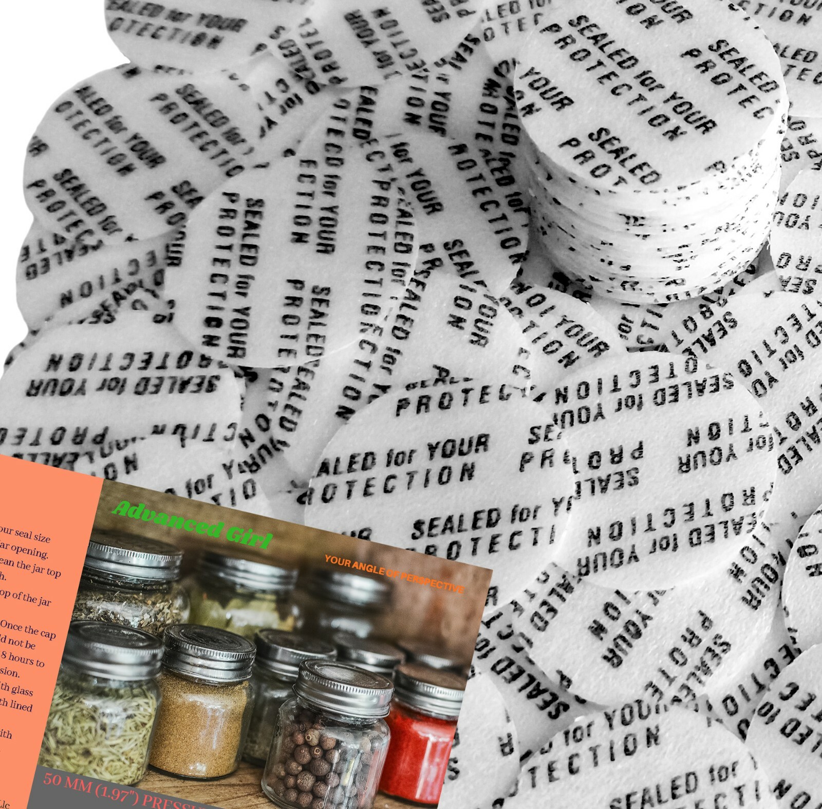 50mm (1.97") Pressure Sensitive Seal Liners MadeinUSA No Induction Sealer Needed