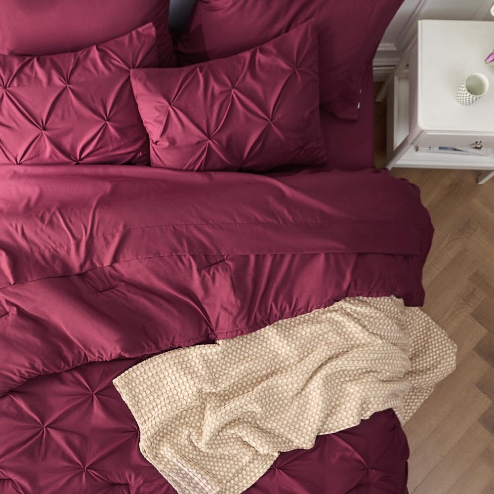 Bedsure Full Size Comforter Sets - Bedding 7 Pieces, Full, Burgundy