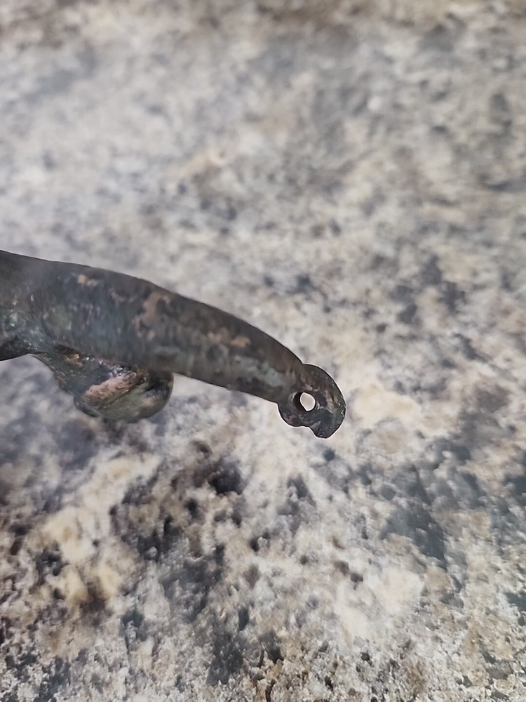 Vtg Cast Iron Devil Chimney Flue Fireplace Damper Pull Metal Rustic Primitive