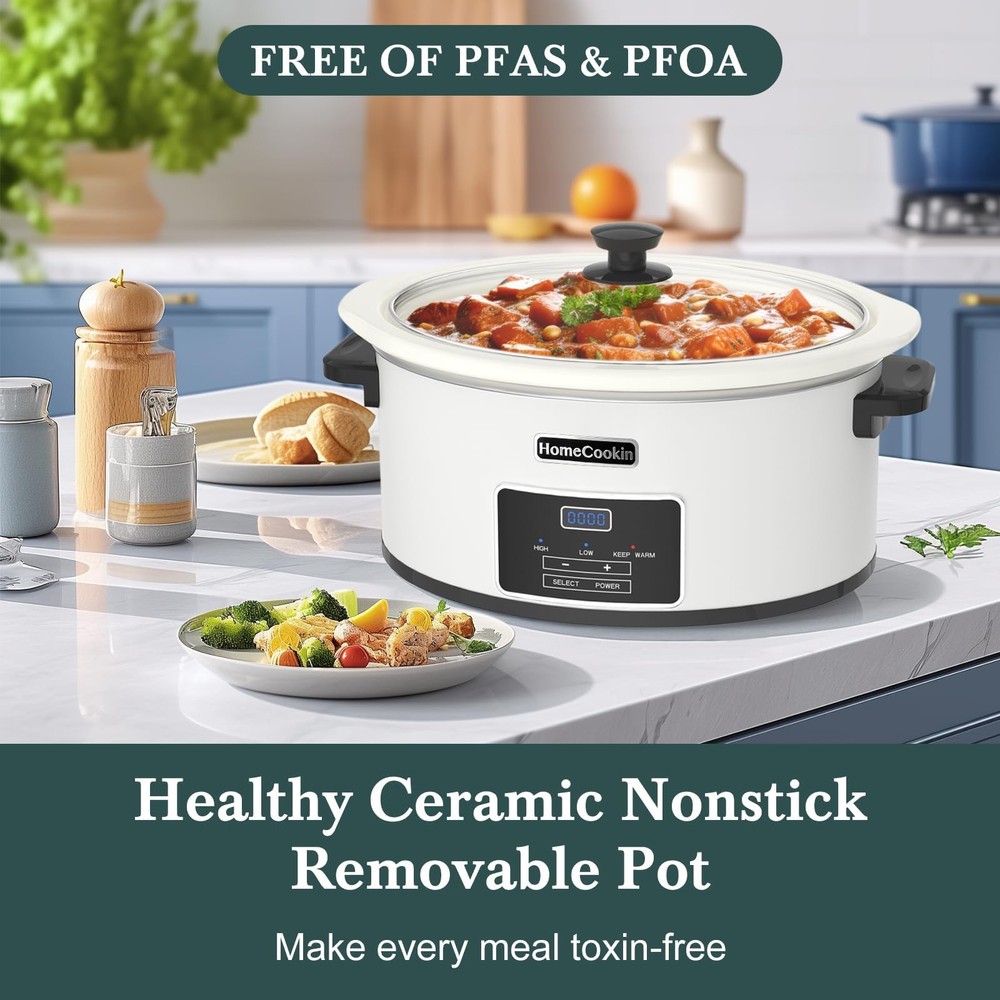 8-Quart Programmable Slow Cooker with Timer Keep Warm - Small Kitchen Applian...